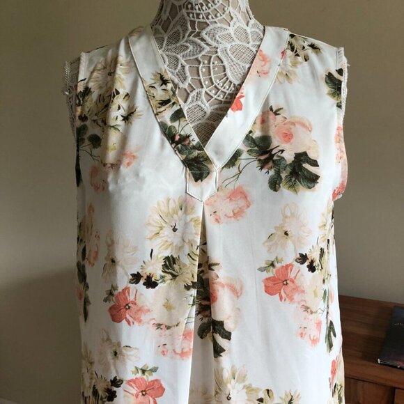 Floral Sleeveless Blouse Tank Top Spring Work - Picture 4 of 7